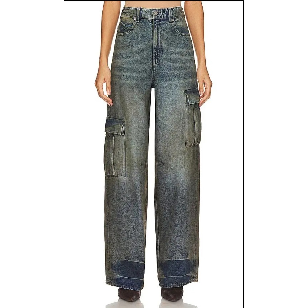 New! RtA Women's Wide Leg Cargo Jeans Sz 24 $595